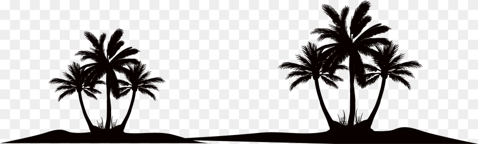 Silhouette Of Coconut Tree Beach Vector Black And White, Plant, Pattern, Art, Graphics Free Png Download