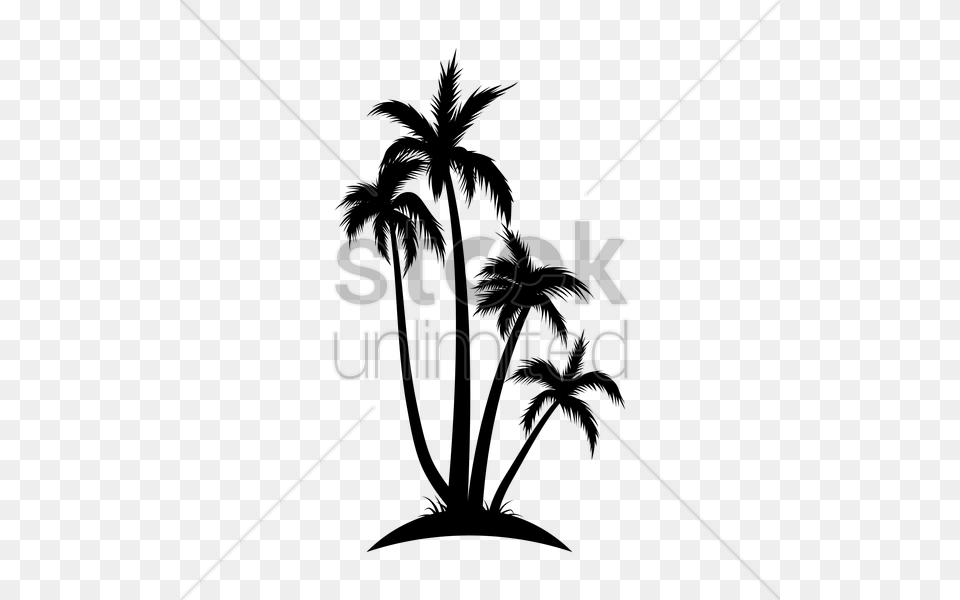 Silhouette Of Coconut Tree Vector Image, Lighting Free Png Download