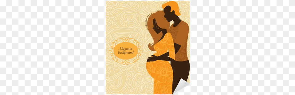 Silhouette Of Couple Mujer Embarazada Y Su Pareja En Dibujo, Romantic, Publication, Book, Kissing Png Image