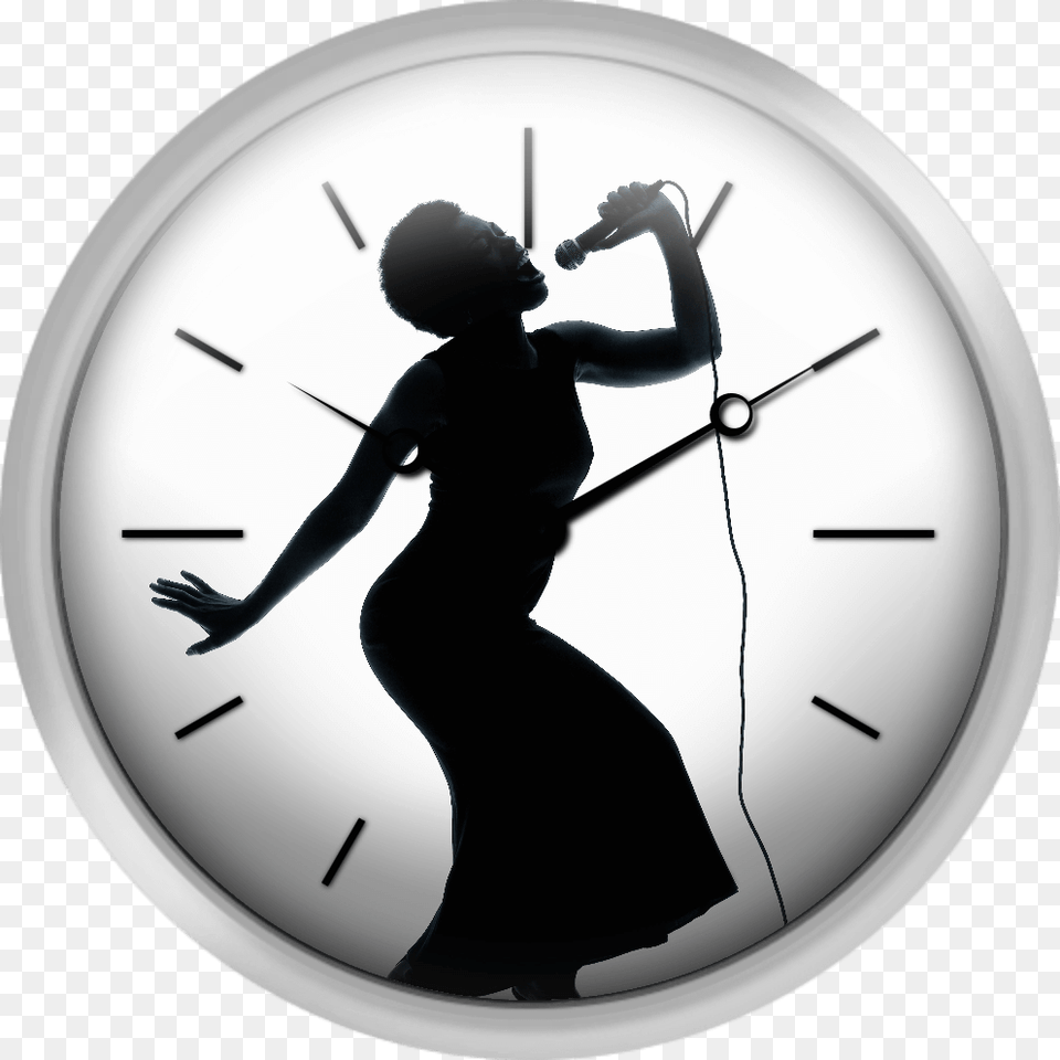 Silhouette Of Female Singer Singing On Microphone Singer Silhouette, Adult, Person, Woman, Clock Free Png