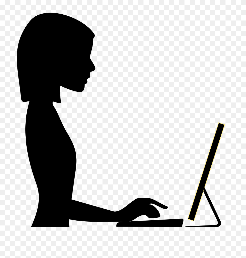 Silhouette Of Female Typing On A Computer Icons, Cutlery, Fork Png Image