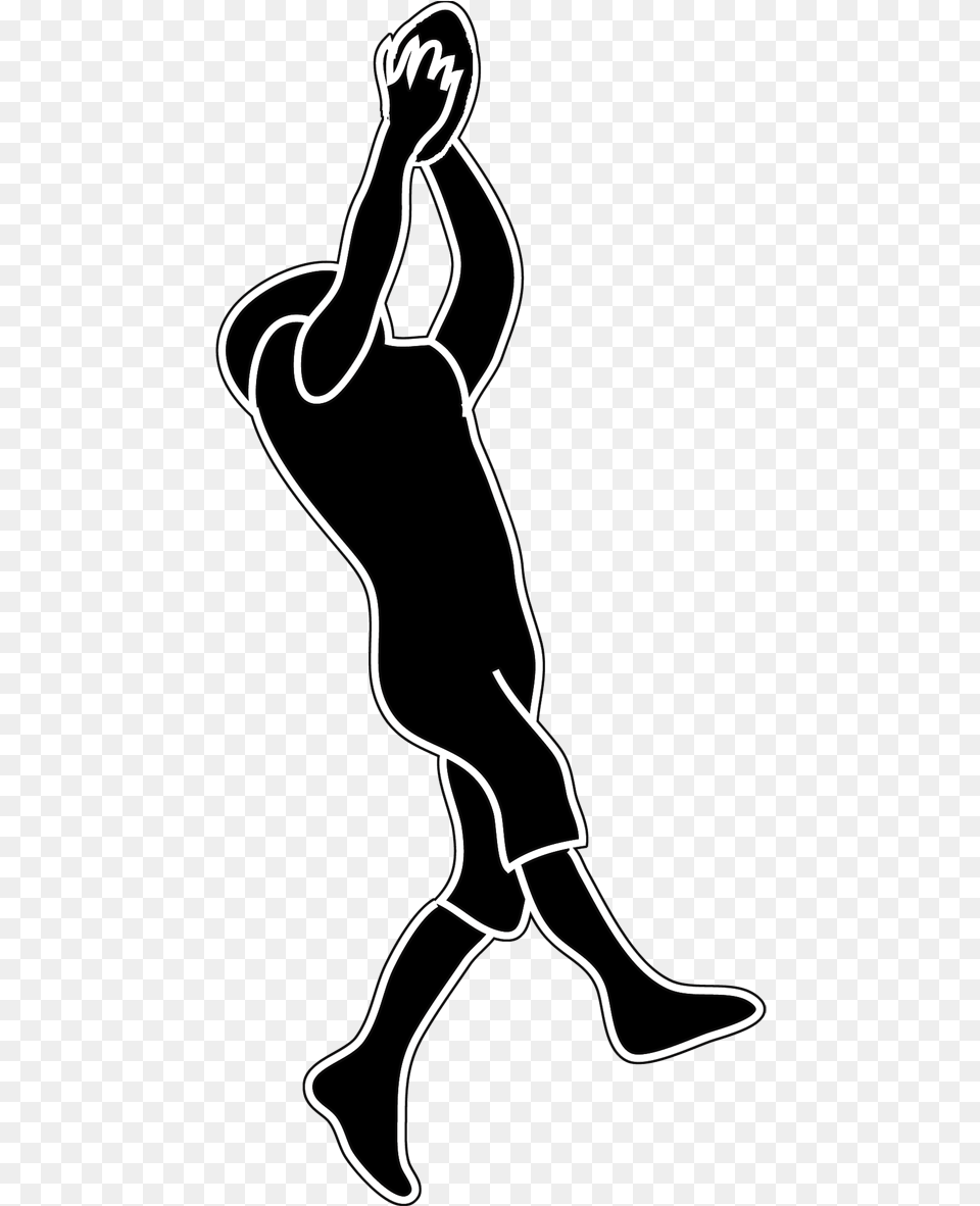 Silhouette Of Football Catching Football Clipart, Stencil, Dancing, Leisure Activities, Person Free Png