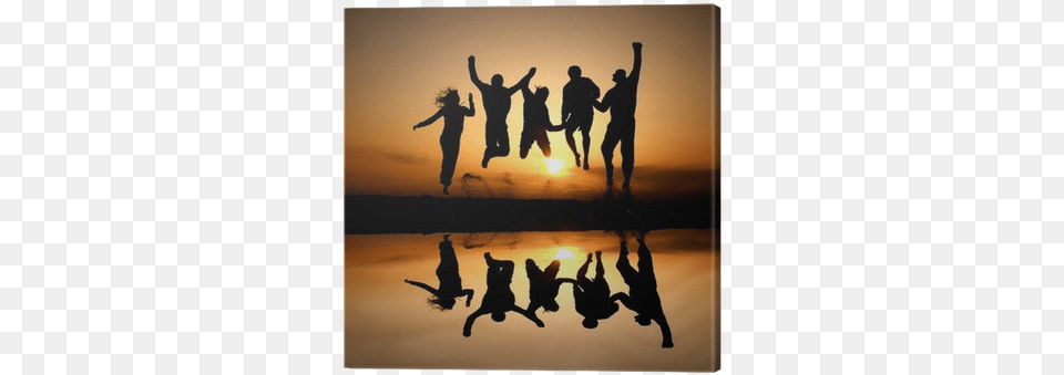 Silhouette Of Friends Jumping On Beach In Sunset Canvas Just Like Jesus Study Guide, Sky, Outdoors, Nature, Adult Free Transparent Png