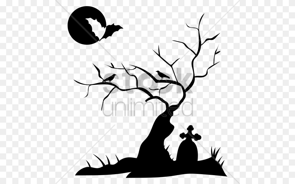 Silhouette Of Grave Clipart Headstone Clip Art Grave Tree Vector, Lighting Png