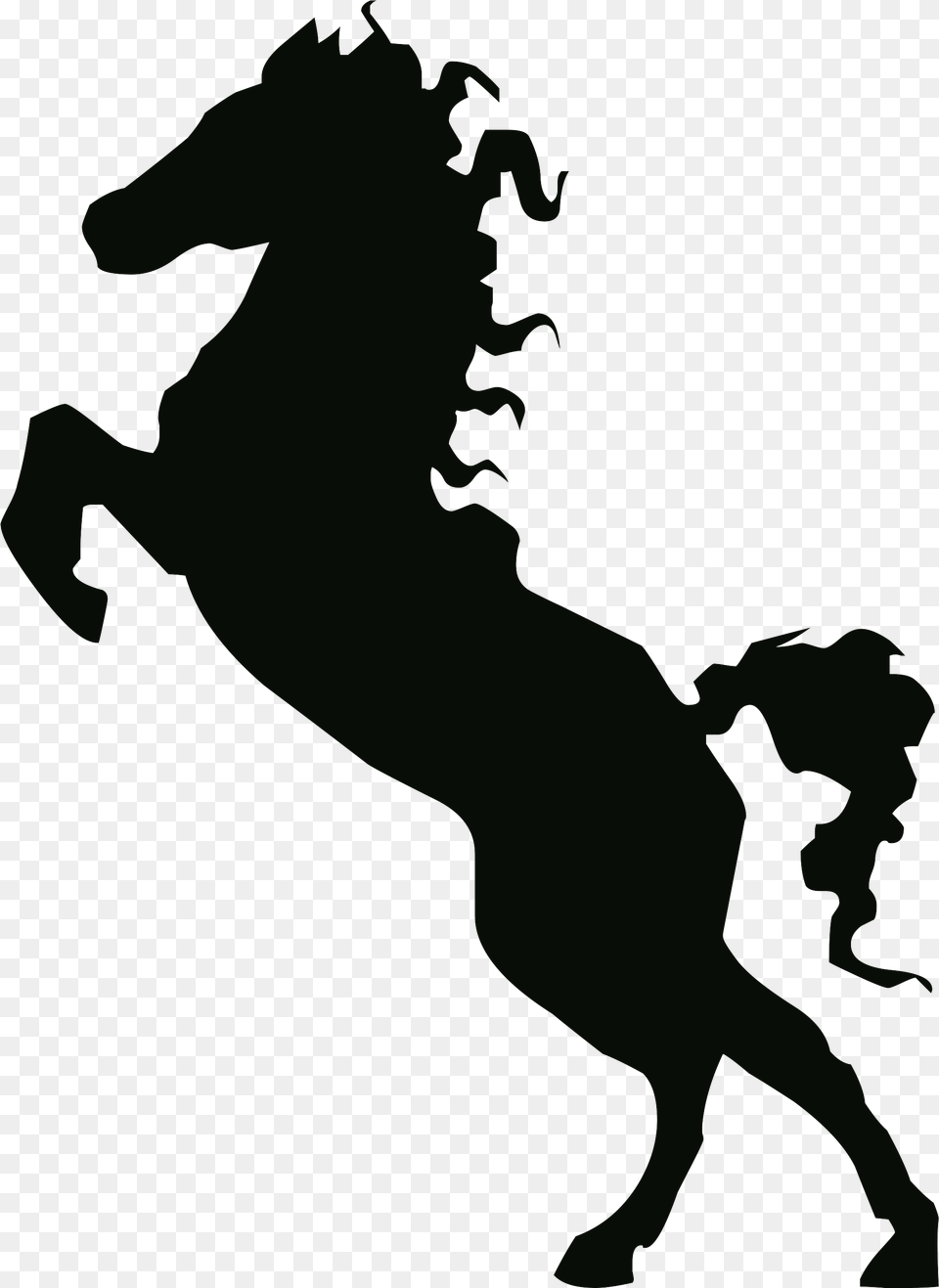 Silhouette Of Horse Rearing, Person, Animal Png Image