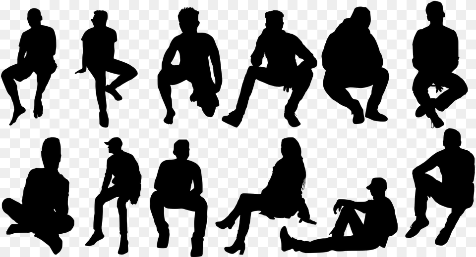 Silhouette Of Human Sitting, Adult, Person, Man, Male Png Image
