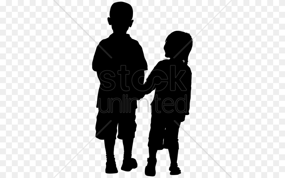 Silhouette Of Kids Holding Hands Vector Image, Lighting Free Png