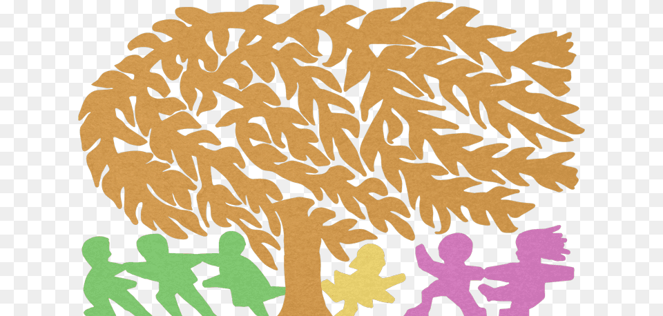 Silhouette Of Kids Playing Under A Willow Tree, Art, Graphics, Home Decor, Floral Design Free Png