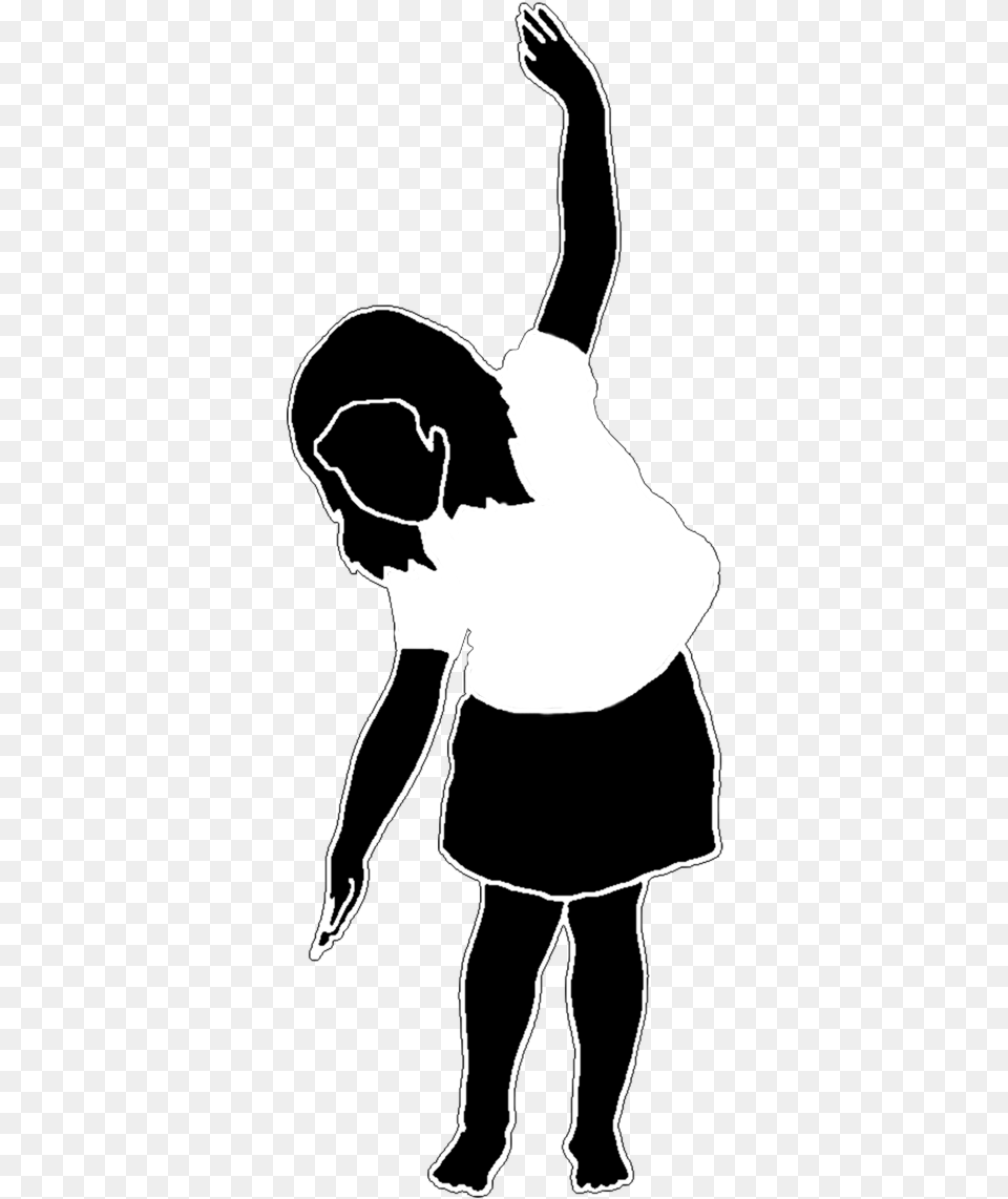 Silhouette Of Little Girl Dancing White Shirt Clip Art, Leisure Activities, Person, Stencil, Baby Png