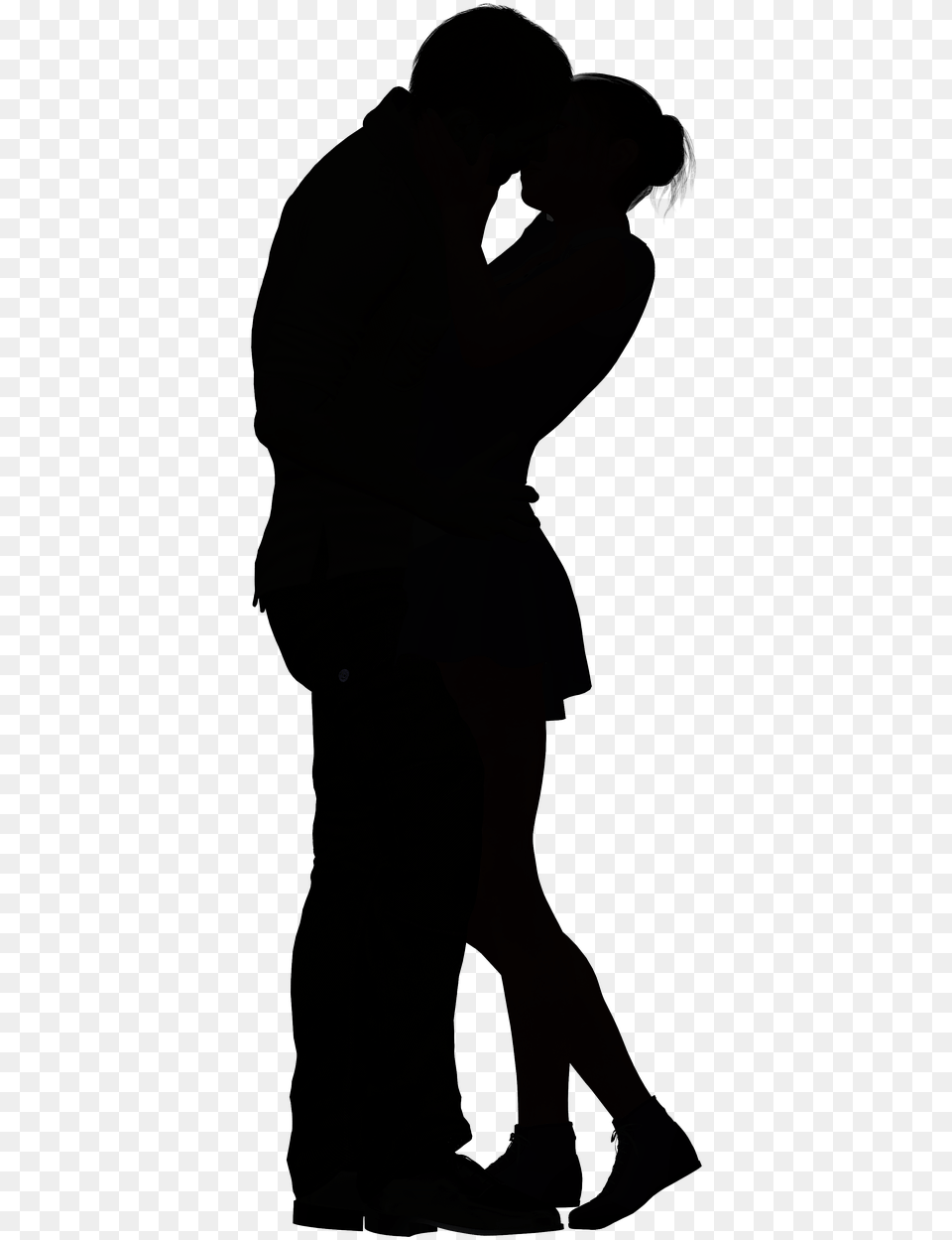 Silhouette Of Man And Woman Kissing, Adult, Male, Person Free Transparent Png