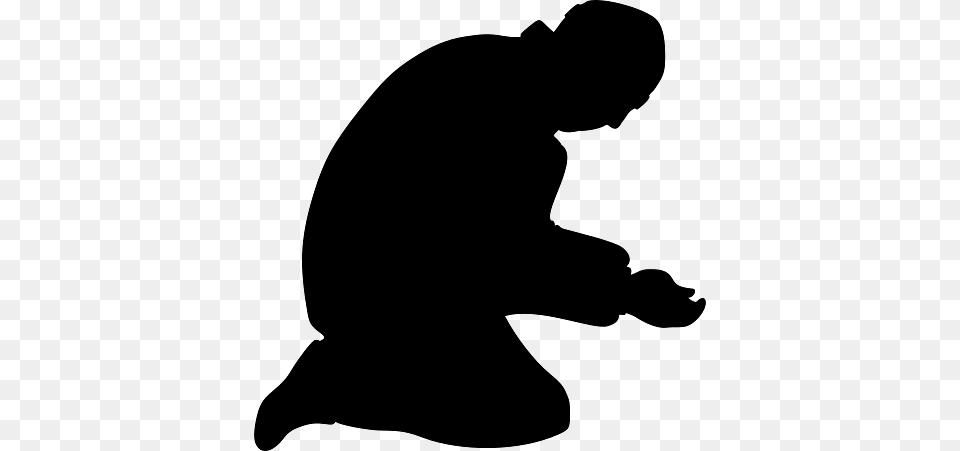 Silhouette Of Man Begging For Money, Kneeling, Person, Adult, Male Png