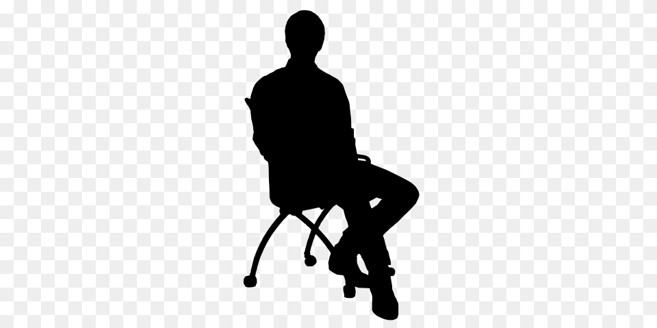 Silhouette Of Man On Chair, Gray Free Png