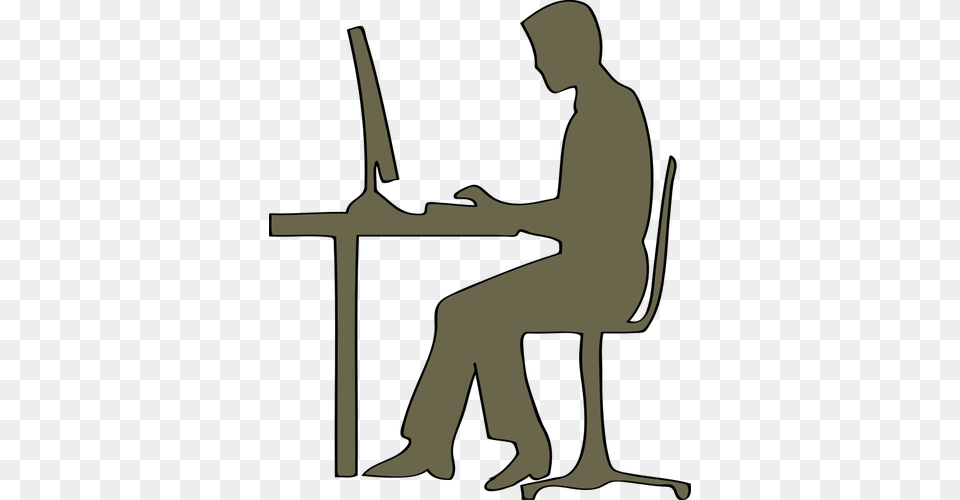 Silhouette Of Man Sitting, Desk, Furniture, Person, Table Png