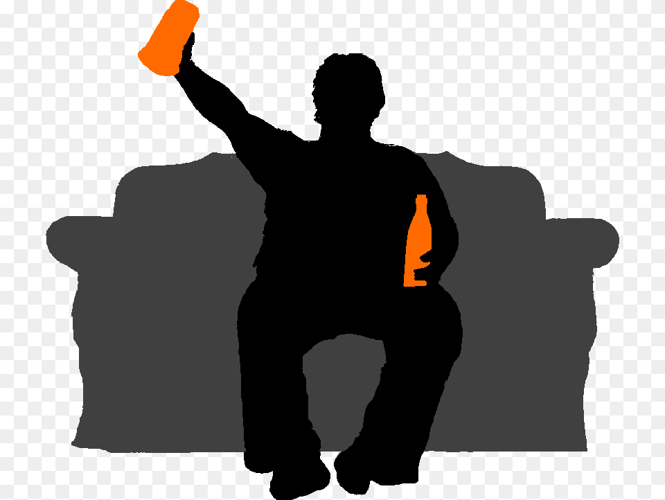 Silhouette Of Man Sitting On Grey Sofa With A Bottle Illustration, Adult, Male, Person, Clothing Png Image