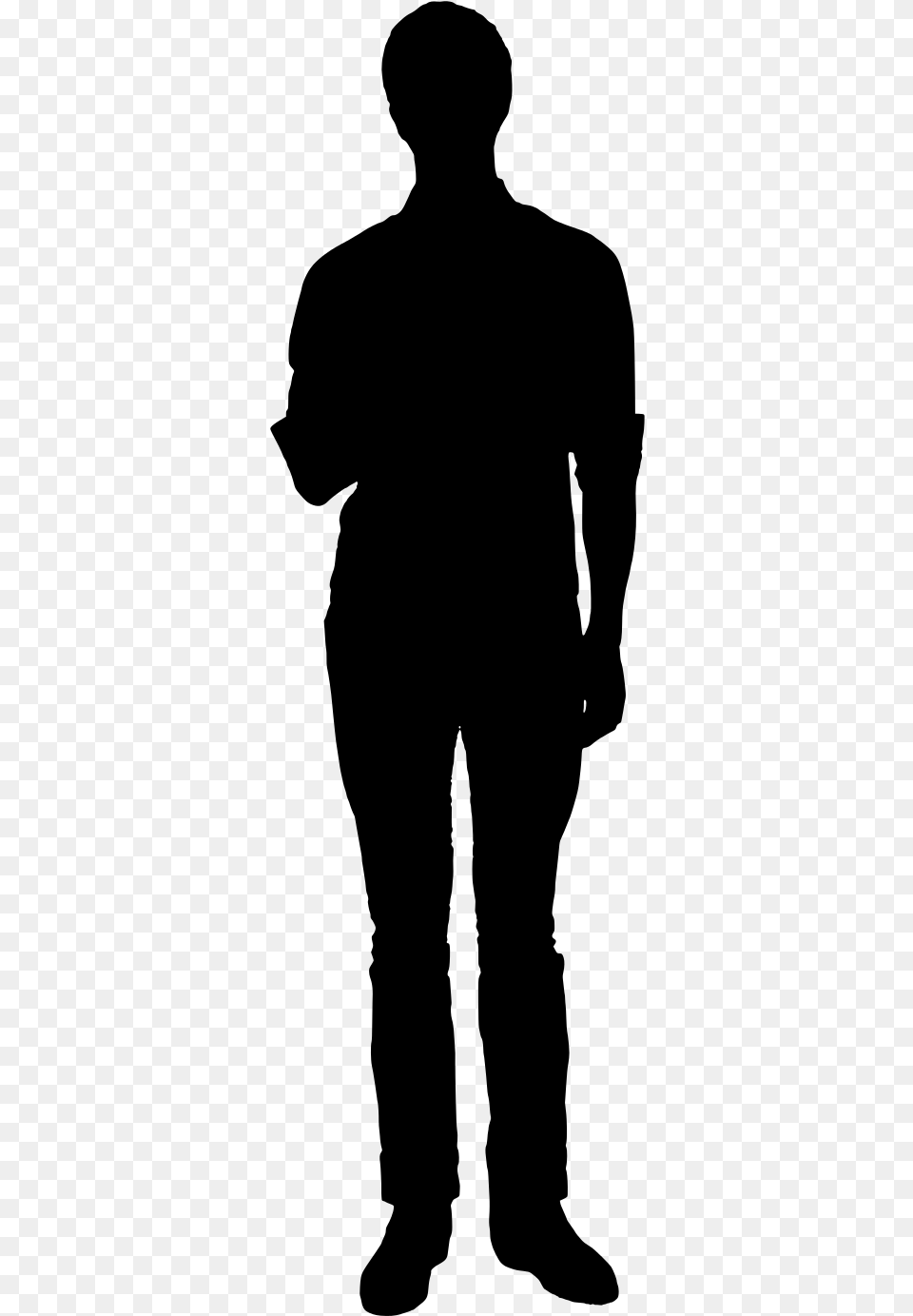 Silhouette Of Man Standing And Facing Forward Australian Cobberdog Size, Gray Free Transparent Png