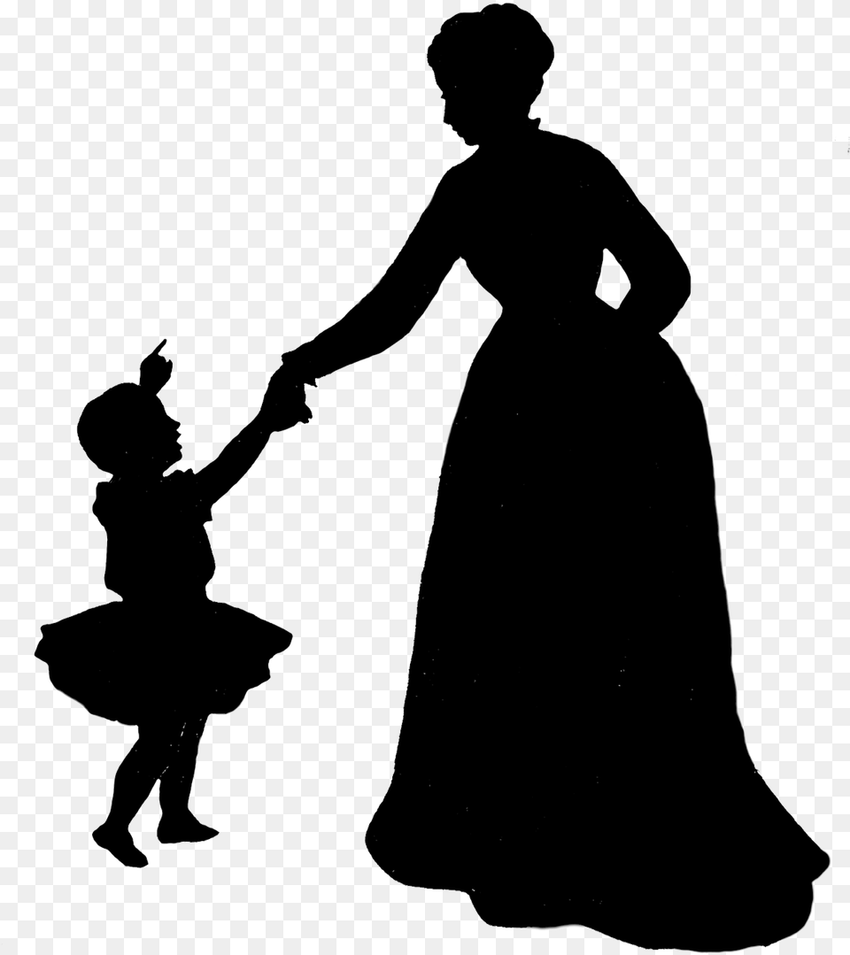 Silhouette Of Mother And Child Victorian People Silhouette, Person, Dancing, Leisure Activities, Adult Free Png