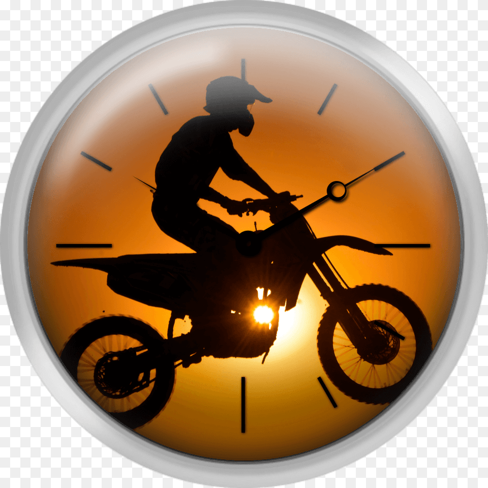 Silhouette Of Motocross At Sunset Motocross Silhouette, Vehicle, Transportation, Motorcycle, Machine Png Image