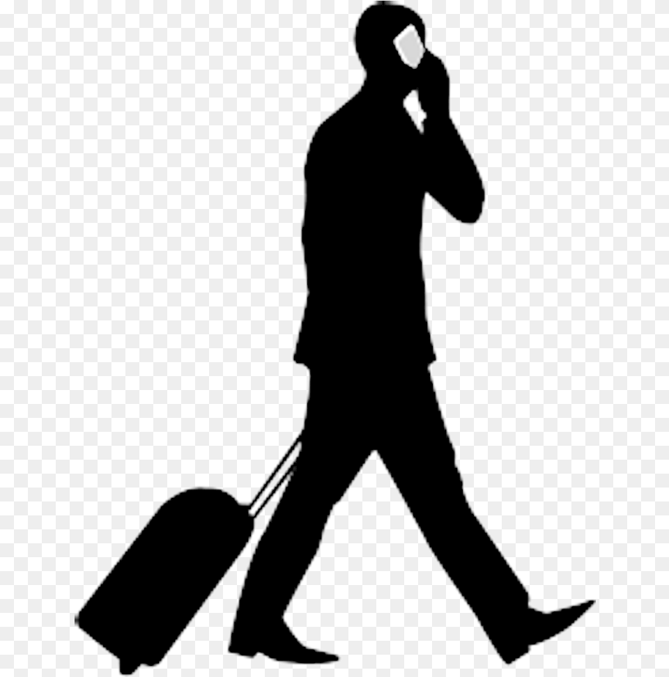 Silhouette Of Person With Luggage, Adult, Male, Man, Walking Free Transparent Png