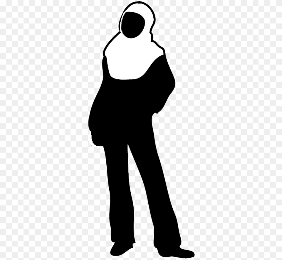 Silhouette Of Standing Woman Woman Human Silhouette, Stencil, Clothing, Hood, Adult Png Image