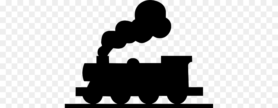 Silhouette Of Steaming Train Locomotive, Wheel, Machine, Device, Grass Png Image