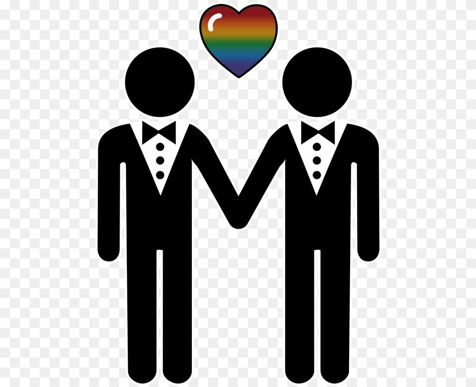 Silhouette Of Two Gay Pride Grooms Standing Hand Clipart Homosexual, Clothing, Formal Wear, Suit, People Png