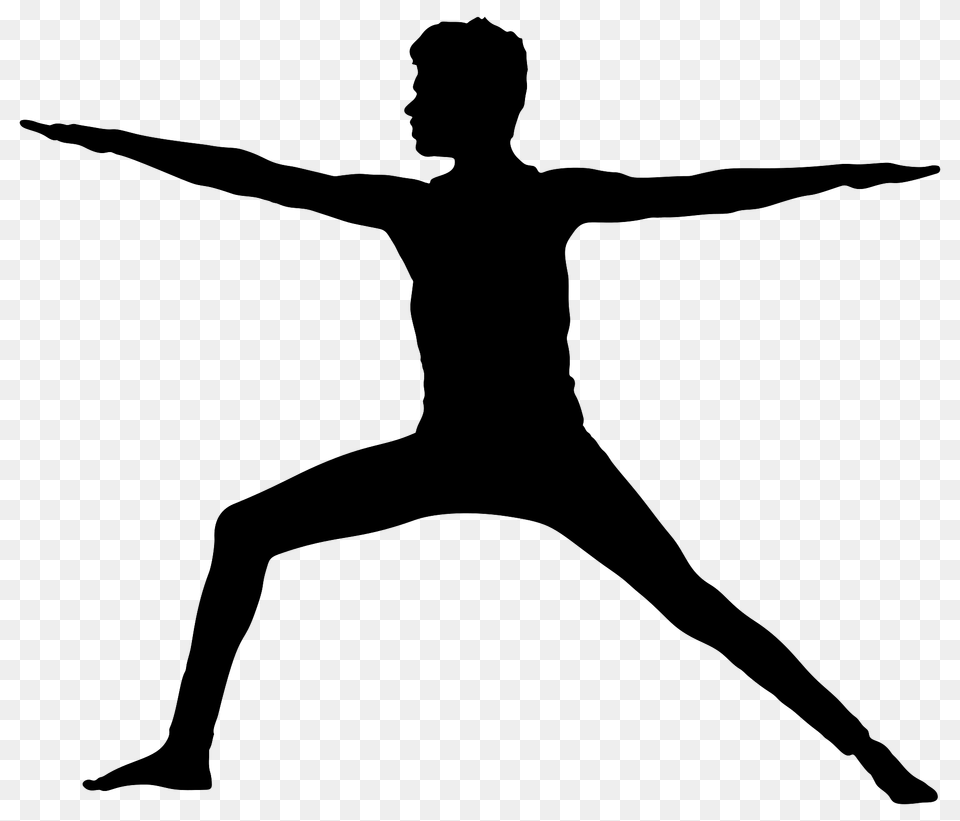 Silhouette Of Warrior Ii Yoga Pose, Working Out, Warrior Yoga Pose, Sport, Person Png Image