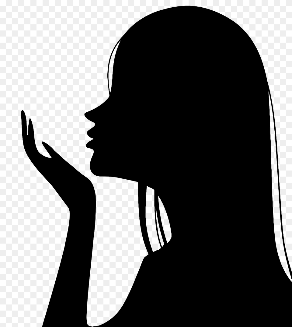 Silhouette Of Woman Blowing A Kiss, Adult, Female, Person, Head Png Image