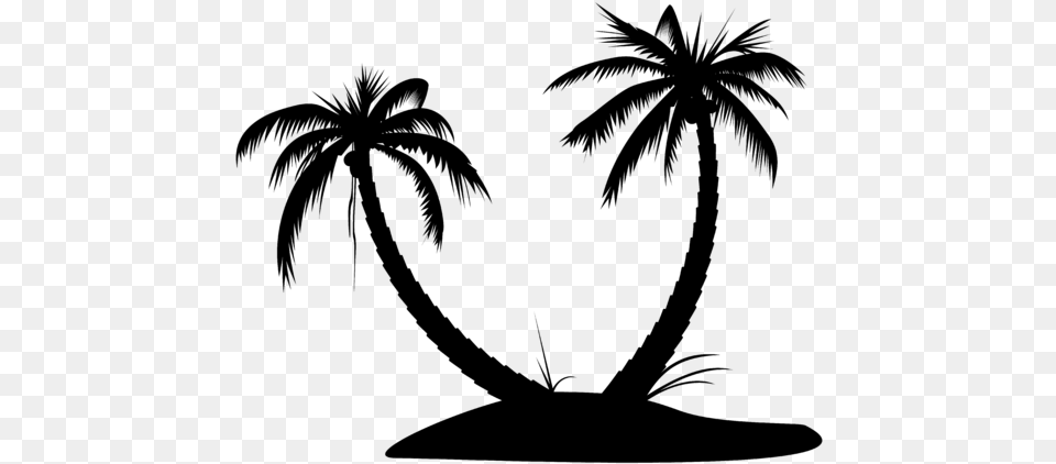 Silhouette Palm Tree Island Island Silhouette, Gray Free Transparent Png