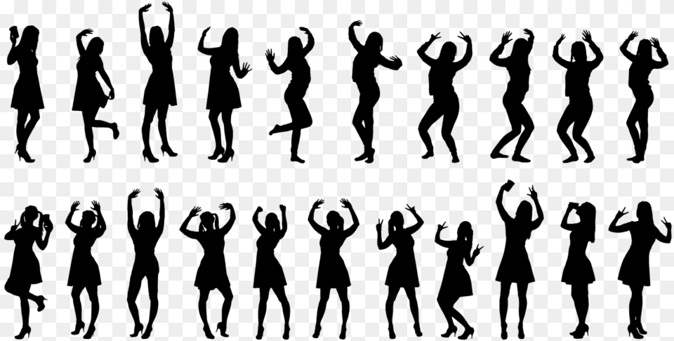 Silhouette People Dancing, Gray Free Png Download