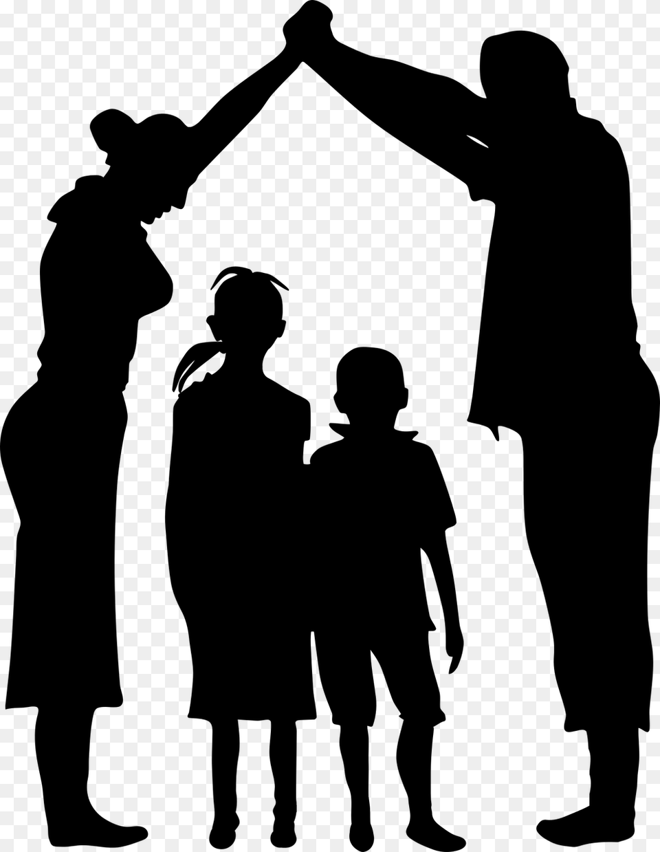 Silhouette People Family, Gray Free Png