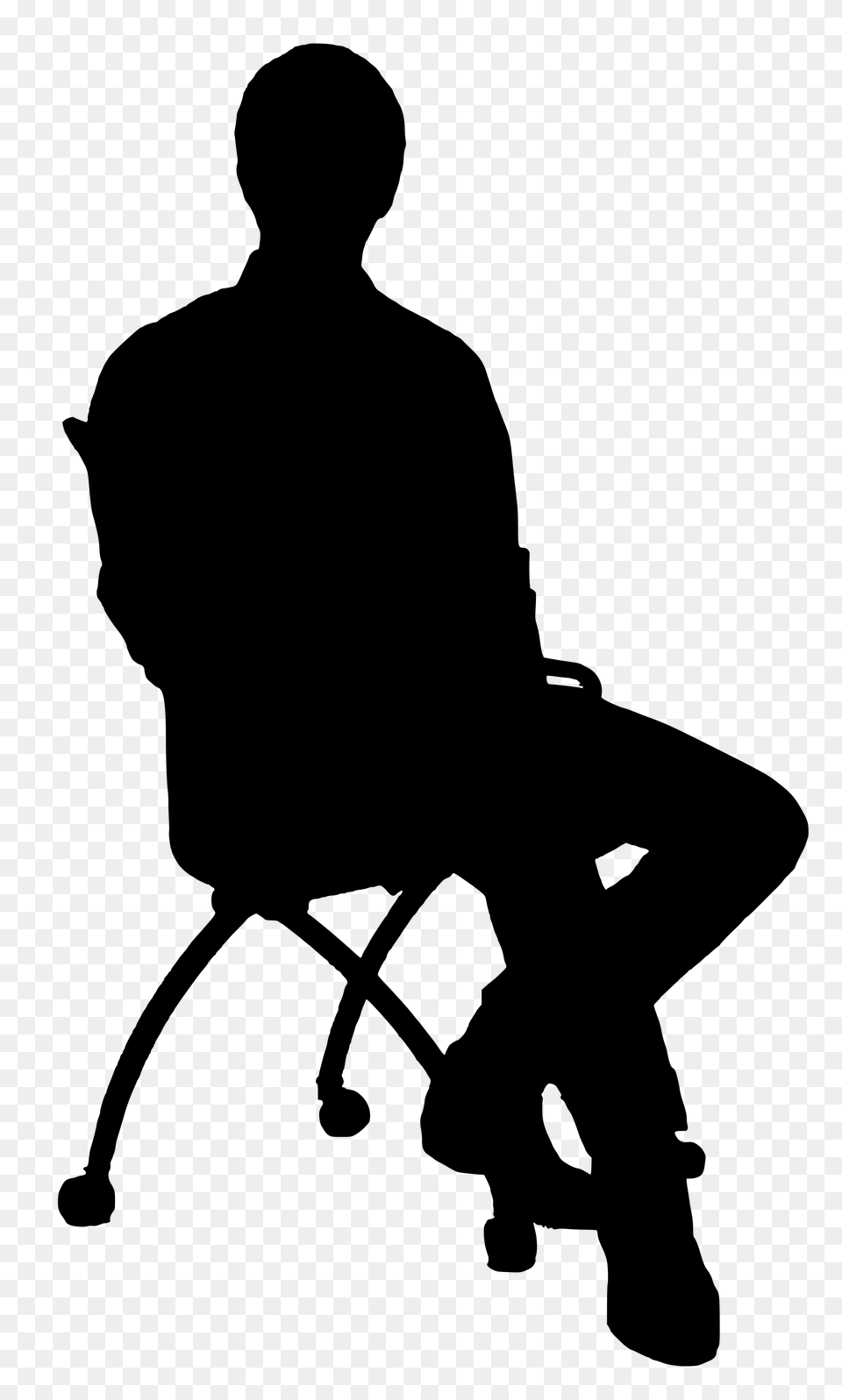 Silhouette People Sitting, Gray Png