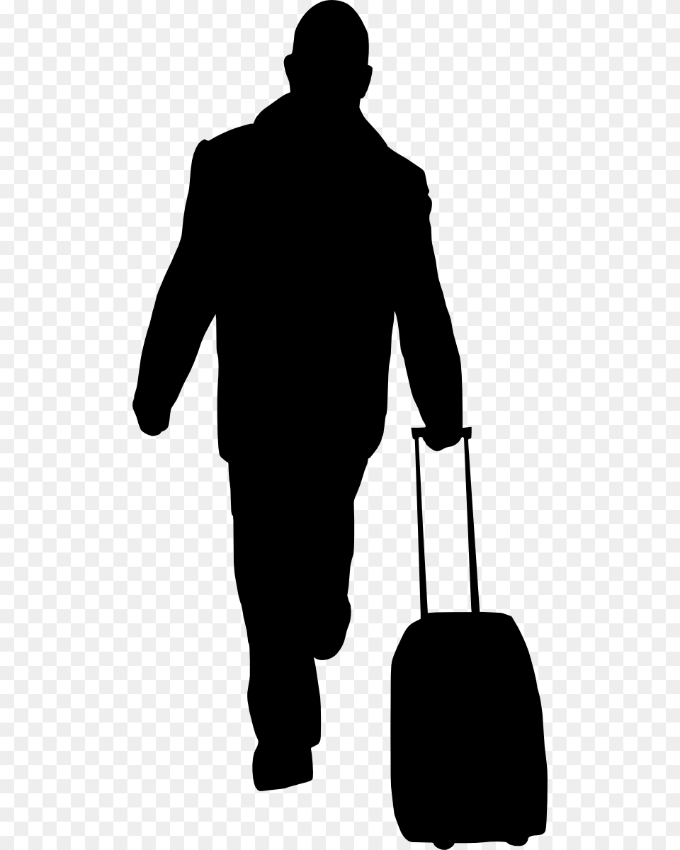 Silhouette People With Luggage, Adult, Male, Man, Person Png