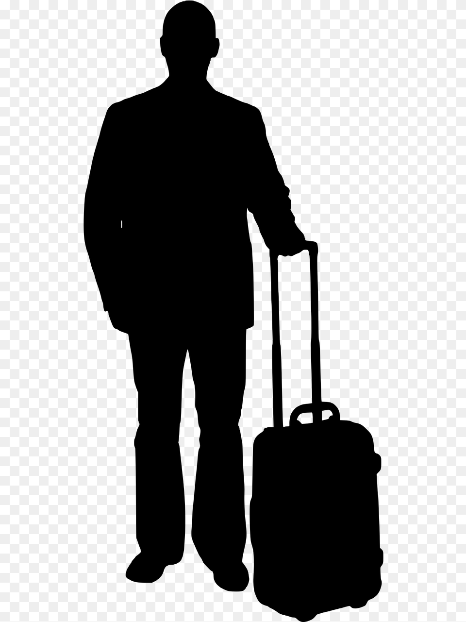 Silhouette People With Suitcase, Gray Free Png