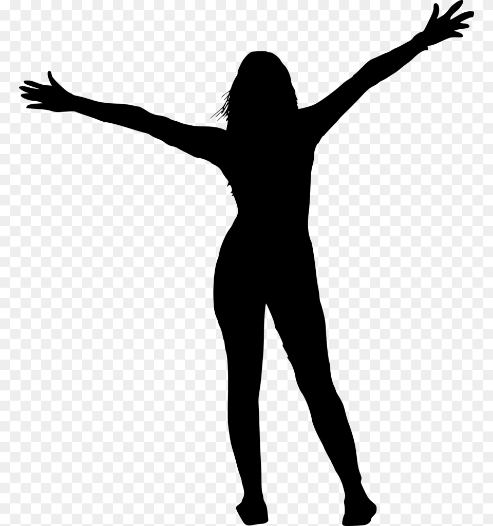 Silhouette Person Standing, Gray Png