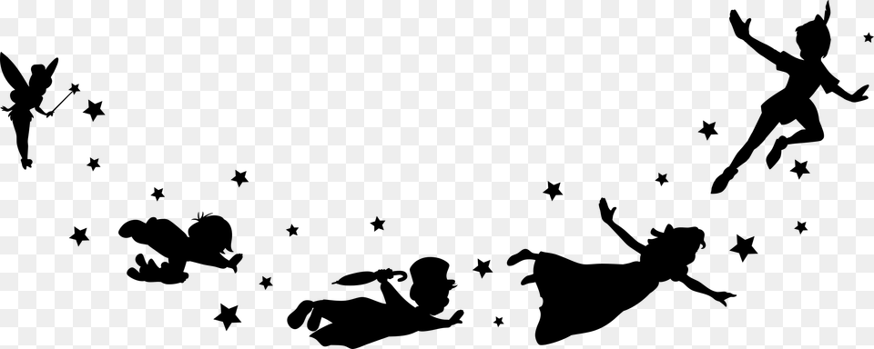 Silhouette Peter Pan Clipart, Gray Png