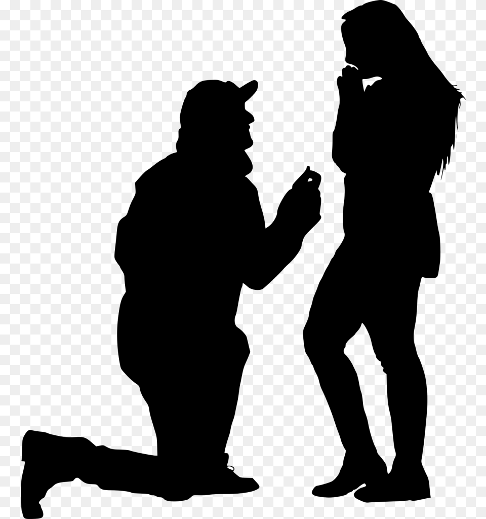 Silhouette Proposal Clipart, Gray Free Png
