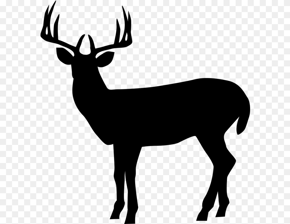 Silhouette Roe Deer Clip Art Illustration Elk Deer Silhouette Background, Gray Free Png