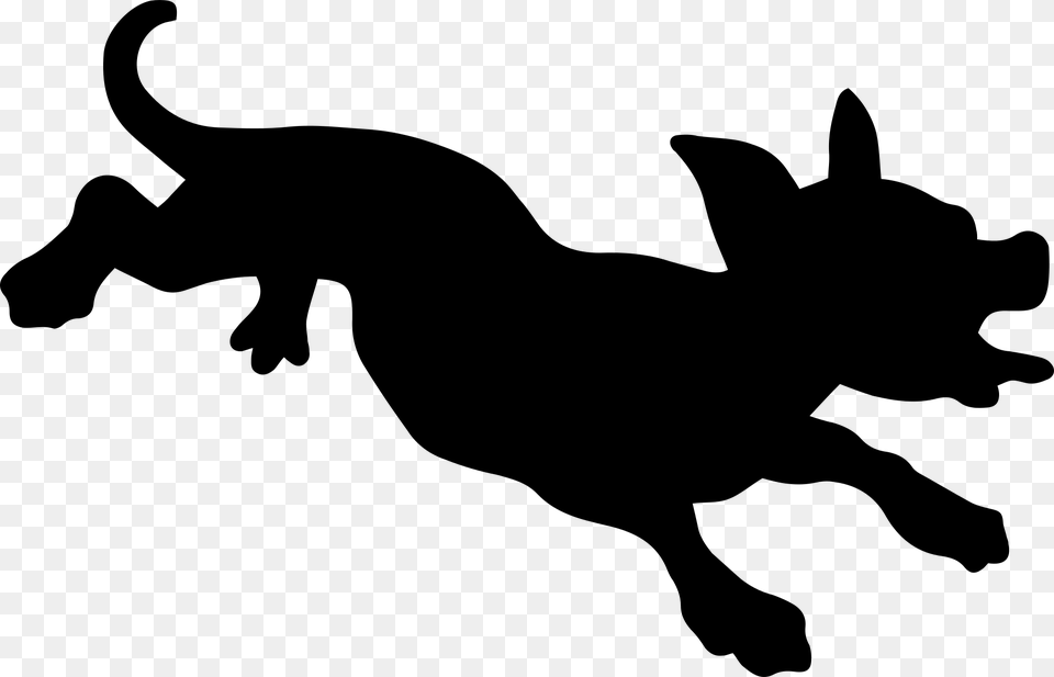 Silhouette Running Cartoon Dog, Gray Free Transparent Png