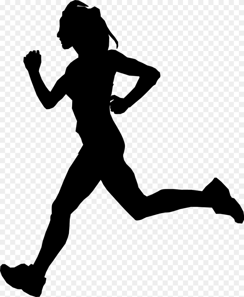 Silhouette Running Clip Art Running Woman Silhouette, Gray Png Image