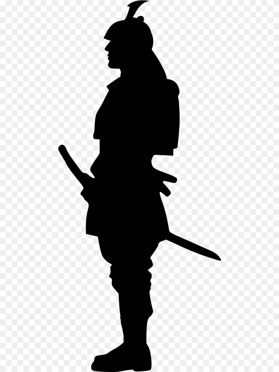 Silhouette Samurai, Gray Free Png