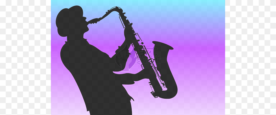 Silhouette Saxophone Player Blue Purple Saxophonist, Musical Instrument, Adult, Male, Man Free Png