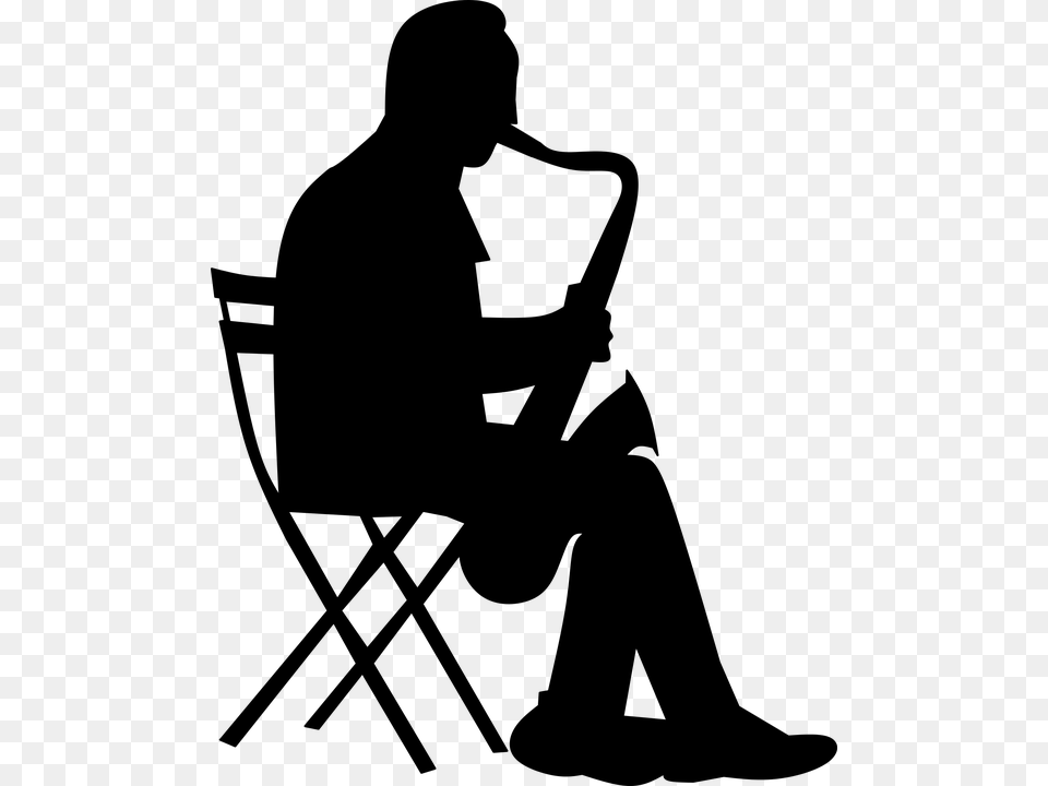 Silhouette Saxophonist Man Jazz Saxophone Suit Silhouette Saxophoniste, Gray Png