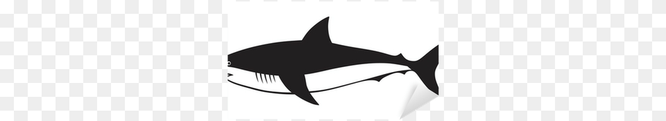 Silhouette Shark Isolated On White Background Sticker Shark Sketch, Animal, Sea Life, Fish Free Png Download
