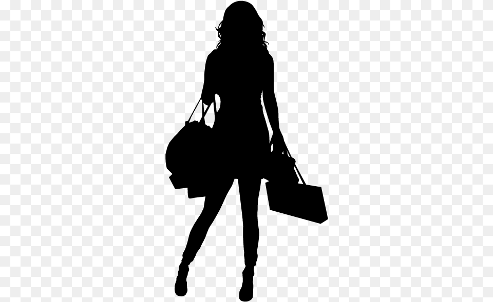 Silhouette Shopping Girl Shopping Silhouette, Gray Png Image