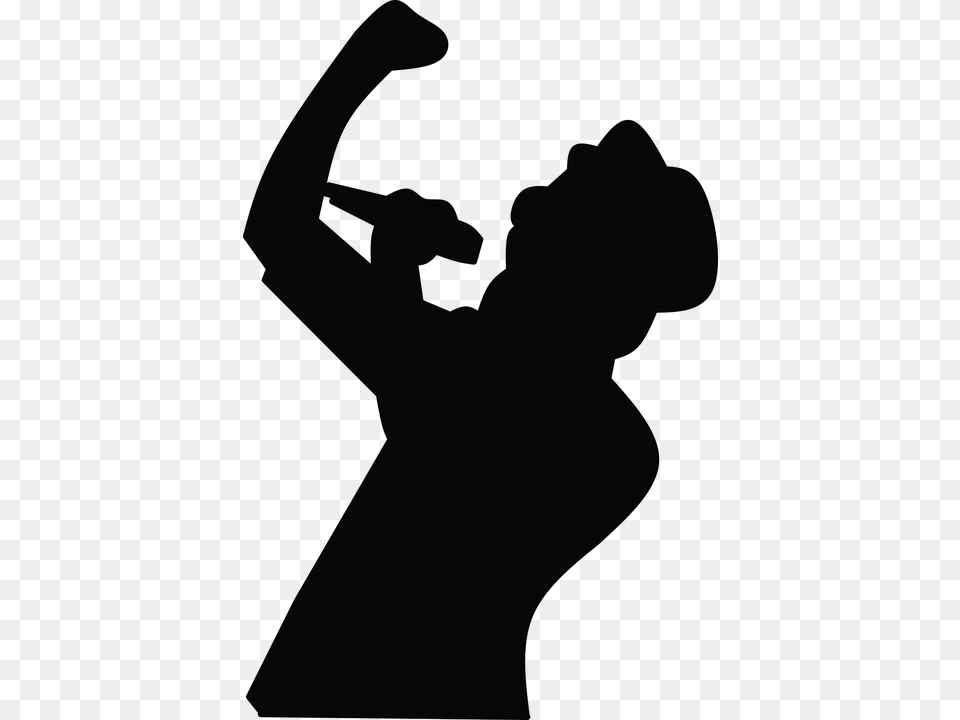 Silhouette Singing Entertainment Emotional Male Canto Silueta, Gray Free Png