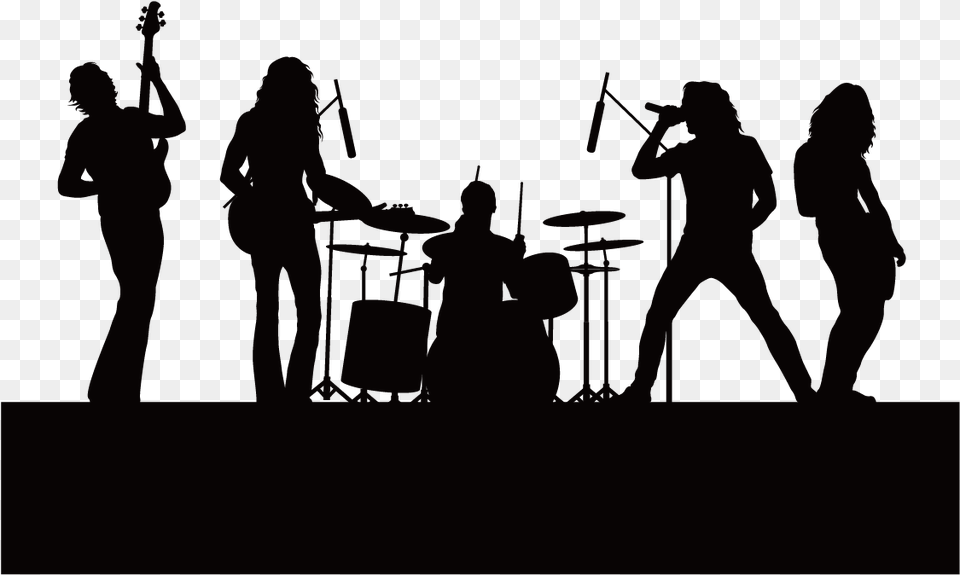 Silhouette Singing Music Band Illustration, Person, Performer, Musician, Musical Instrument Free Png Download