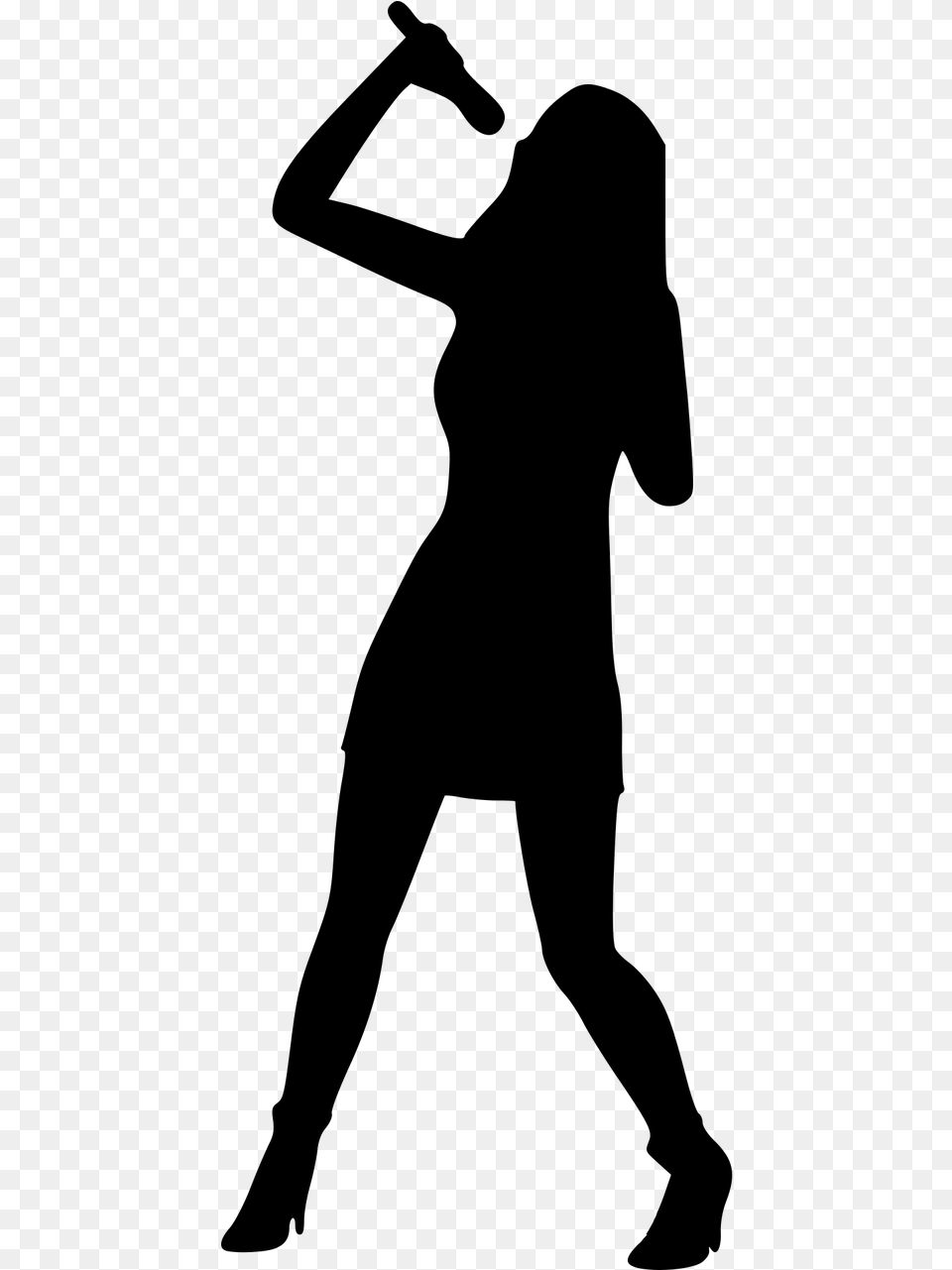 Silhouette Singing Woman Woman Singing Silhouette, Gray Png