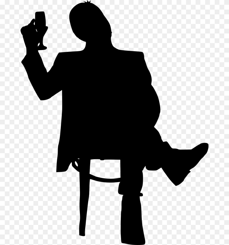 Silhouette Sitting In Chair, Gray Png Image