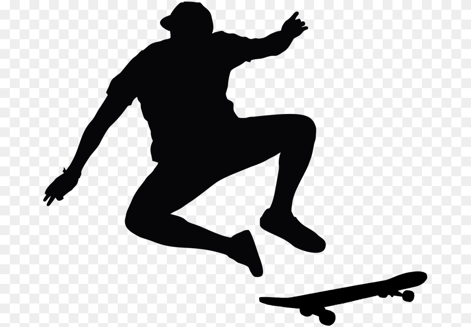 Silhouette Skate Board Skate Board Jump Acrobacy Skateboard Music, Dancing, Leisure Activities, Person Free Png Download