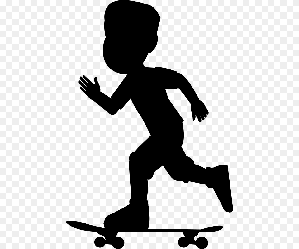 Silhouette Skater Running Wall Decal Sagoma Bambino, Gray Png